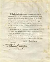Acknowledgement signed by Frederick Douglass of receipt of electoral votes