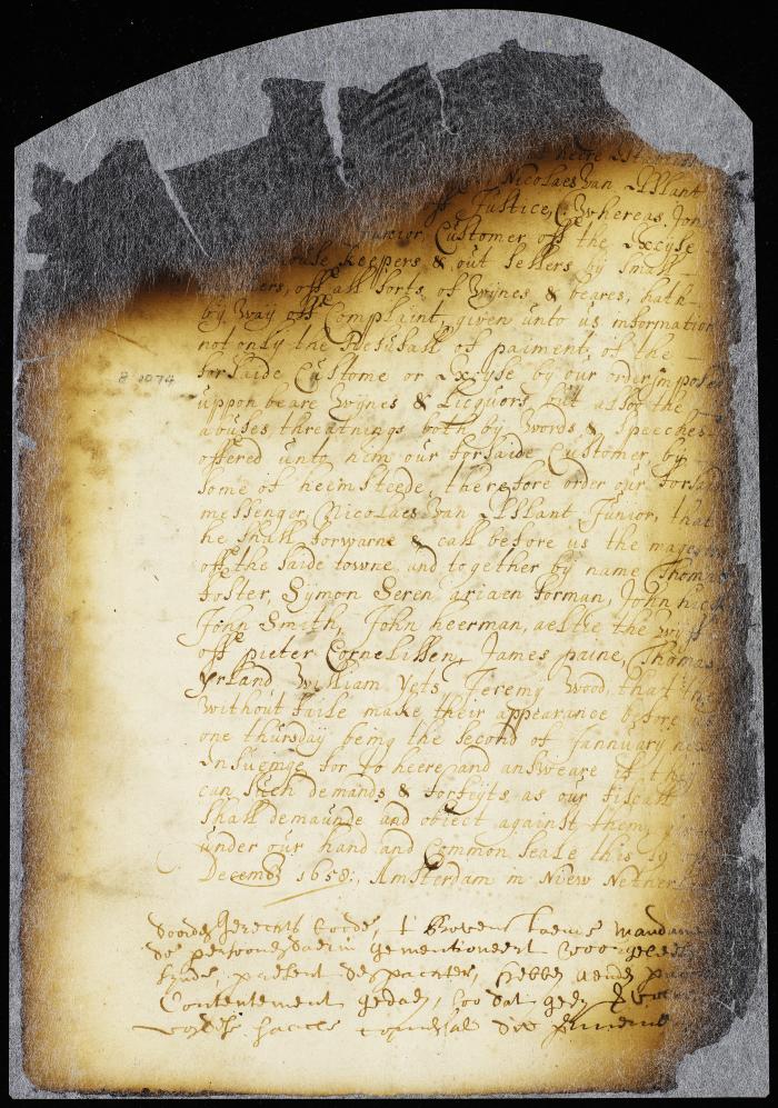 Summons of several residents of Hempstead to answer the complaint of the farmer of the excise, in English