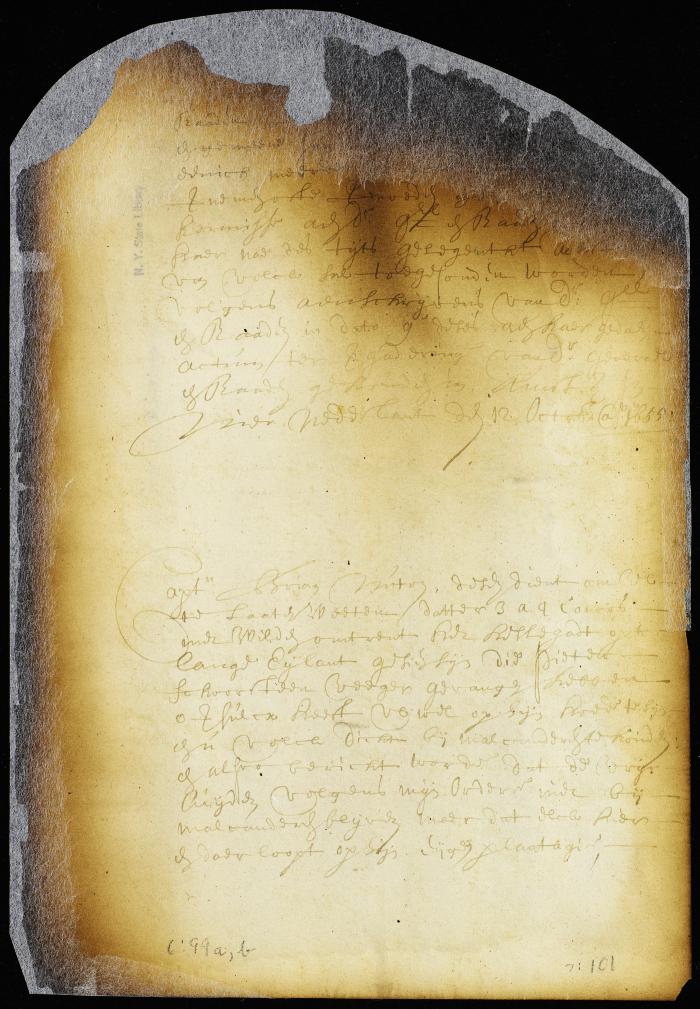 Minute of the attendance on the council of Jacob van Curler and Jacob Sulliakes with the magistrates of Gravesend [Copy of Volume 6:99a]