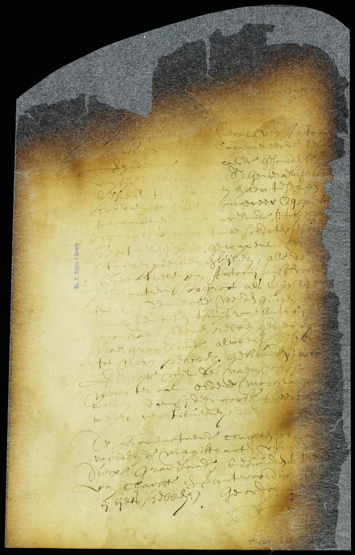 Message from Anthony Jansen informing the director and council that an armed party from Gravesend had driven off and impounded 24 head of his cattle [Copy of Volume 8:117]