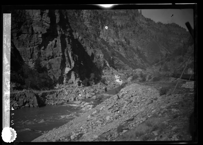 Rocky cliffs along the shore of the Grand River, Colorado