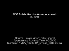 WIC Public Service Announcement, 1985