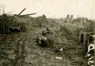 Pile of ruins of a chateau in Hinacourt - Aisne, France