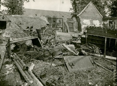 Destroyed farm machinery in Villeselve (Oise), France