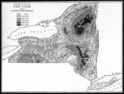 Map. Physical Map of New York State.