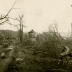 Cut trees and a farm in ruins in the Aisne, France