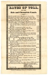 Broadside listing rates of toll on the Erie and Champlain Canals