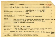 World War I military service abstract for Monson Morris