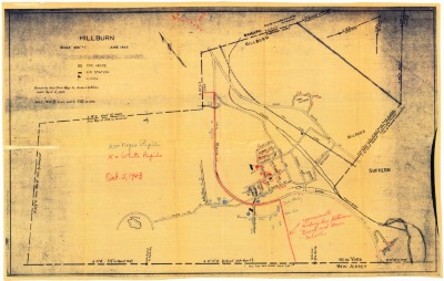 Map showing locations of residences of white and "negro" pupils in Hillburn, NY