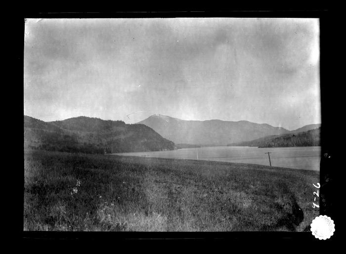 View of lake surrounded by Adirondack mountains