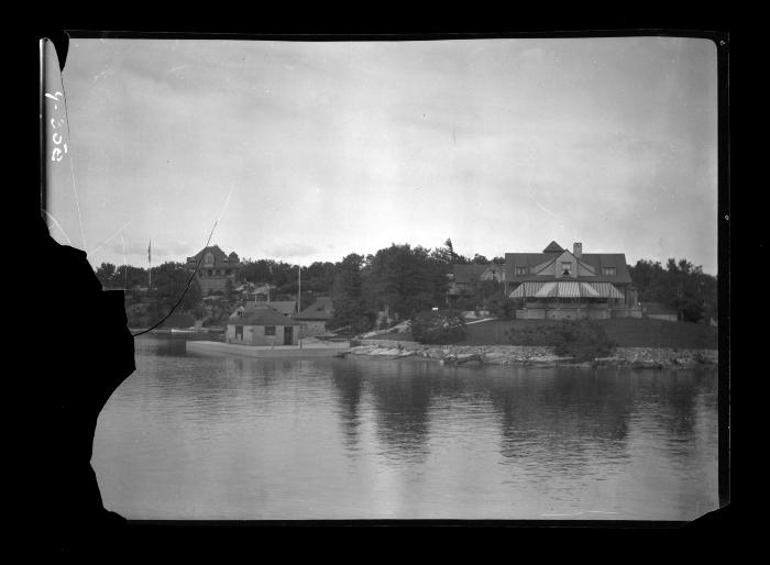 Village on the shore of a body of water