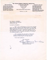 Letter from Cecelia Cabaniss Saunders, Executive Secretary of the YWCA of the City of New York Harlem Branch, to New York State Education Commissioner George D. Stoddard