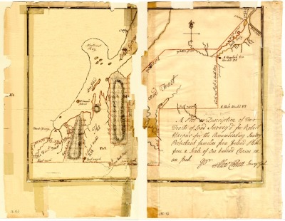 Map of two tracts of land surveyed for Robert Harpur, 1765