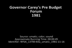 Governor Carey's Pre Budget Forum, 1981
