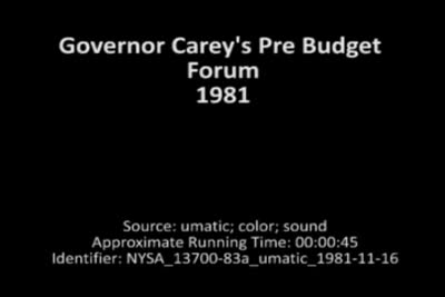 Governor Carey's Pre Budget Forum, 1981
