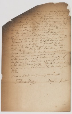 Deposition of Stephen Jenkins regarding Native American hostilities