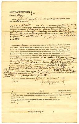 Affidavit of Revolutionary War service and property by Jedediah Hebard