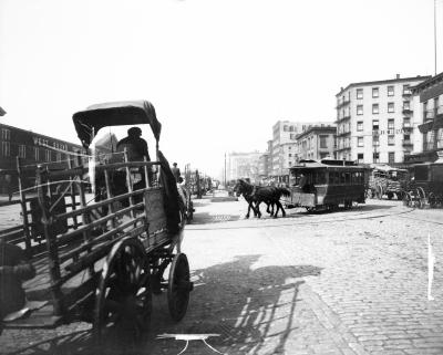 Transportation. Old Horse Cart On West Street.