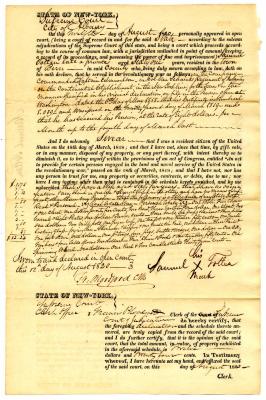Affidavit of Revolutionary War service and property by Samuel Totten

