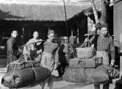 Baggage toters with loads, Chusan Archipelago, China