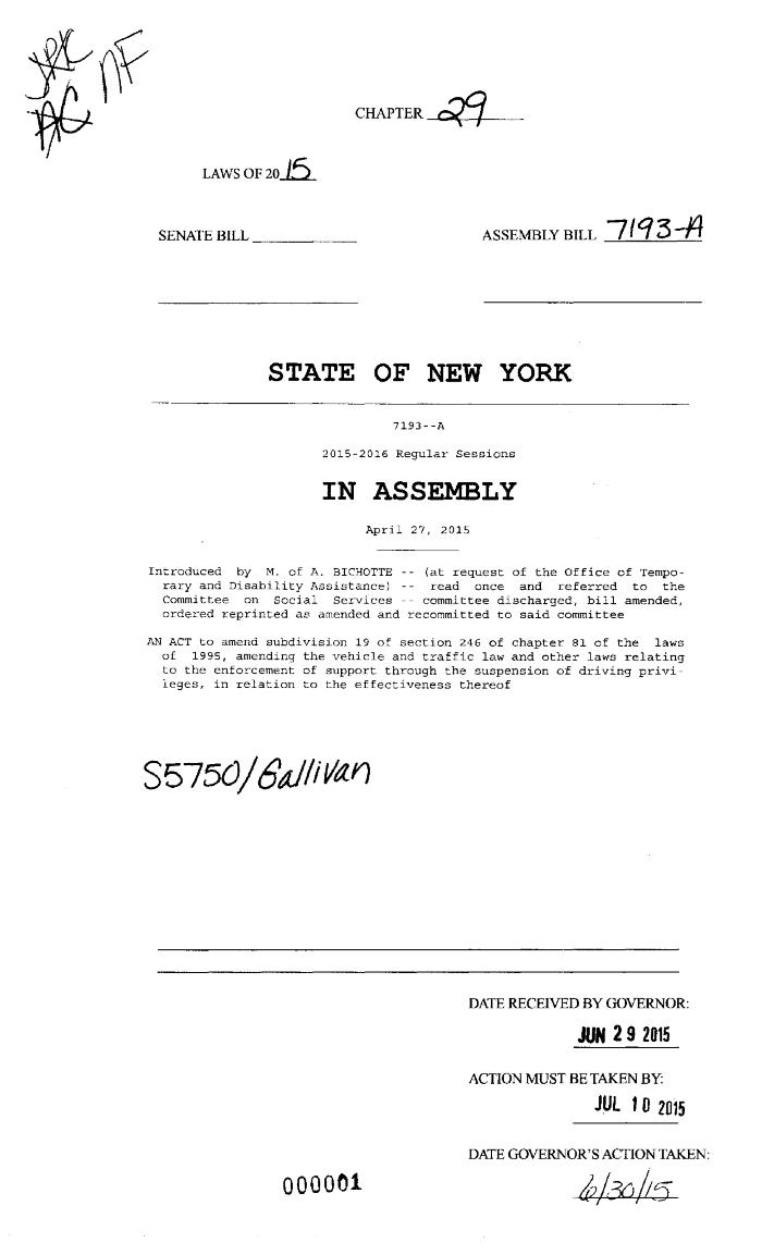 NYS Bill and Veto Jackets: 2015, Chapter 29