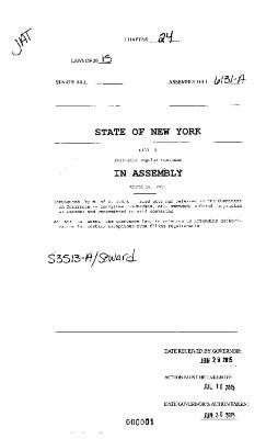 NYS Bill and Veto Jackets: 2015, Chapter 24