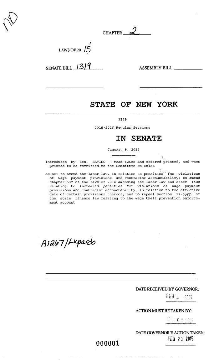 NYS Bill and Veto Jackets: 2015, Chapter 2