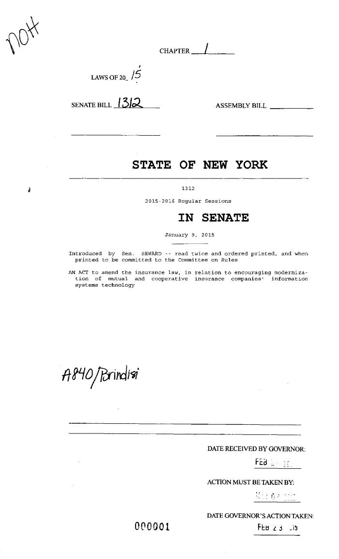 NYS Bill and Veto Jackets: 2015, Chapter 1