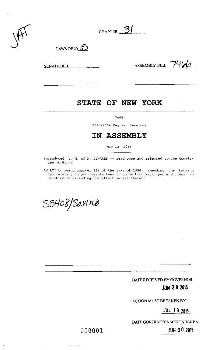 NYS Bill and Veto Jackets: 2015, Chapter 31