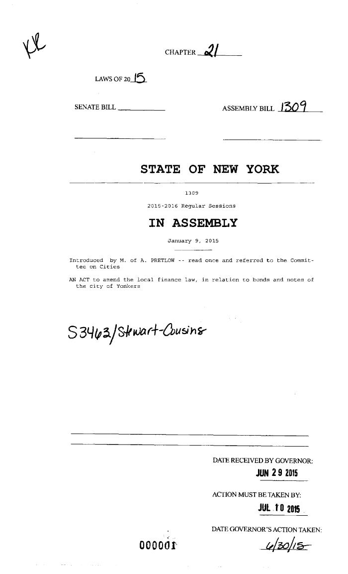 NYS Bill and Veto Jackets: 2015, Chapter 21