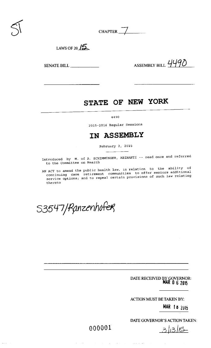 NYS Bill and Veto Jackets: 2015, Chapter 7