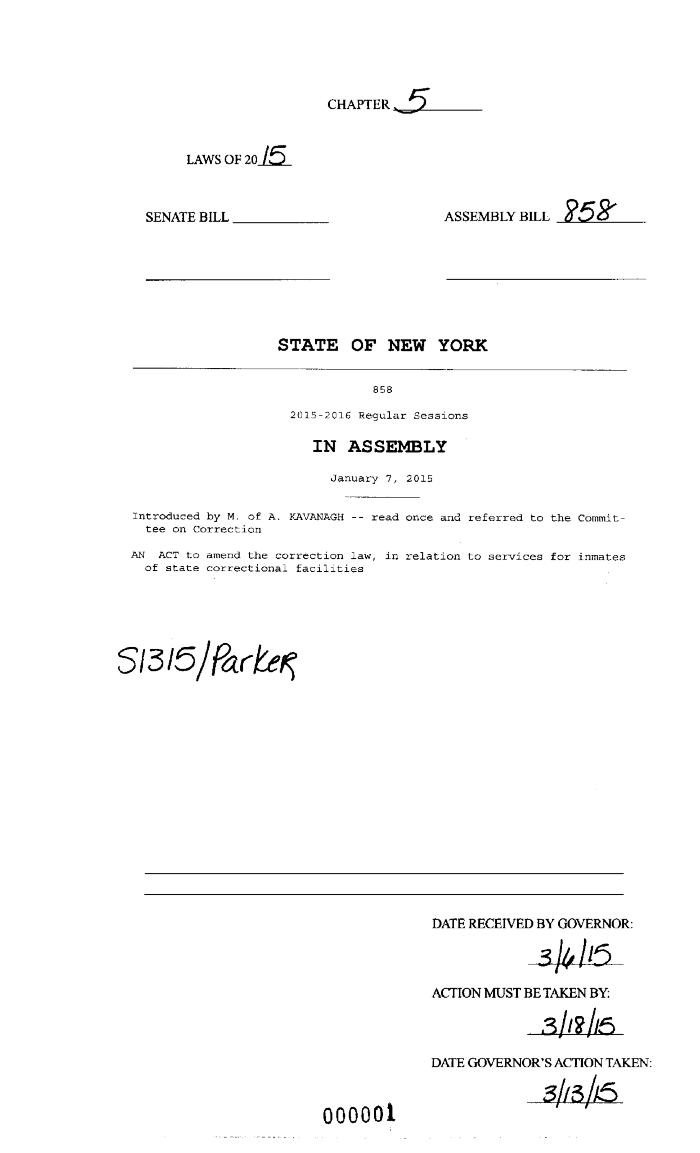 NYS Bill and Veto Jackets: 2015, Chapter 5