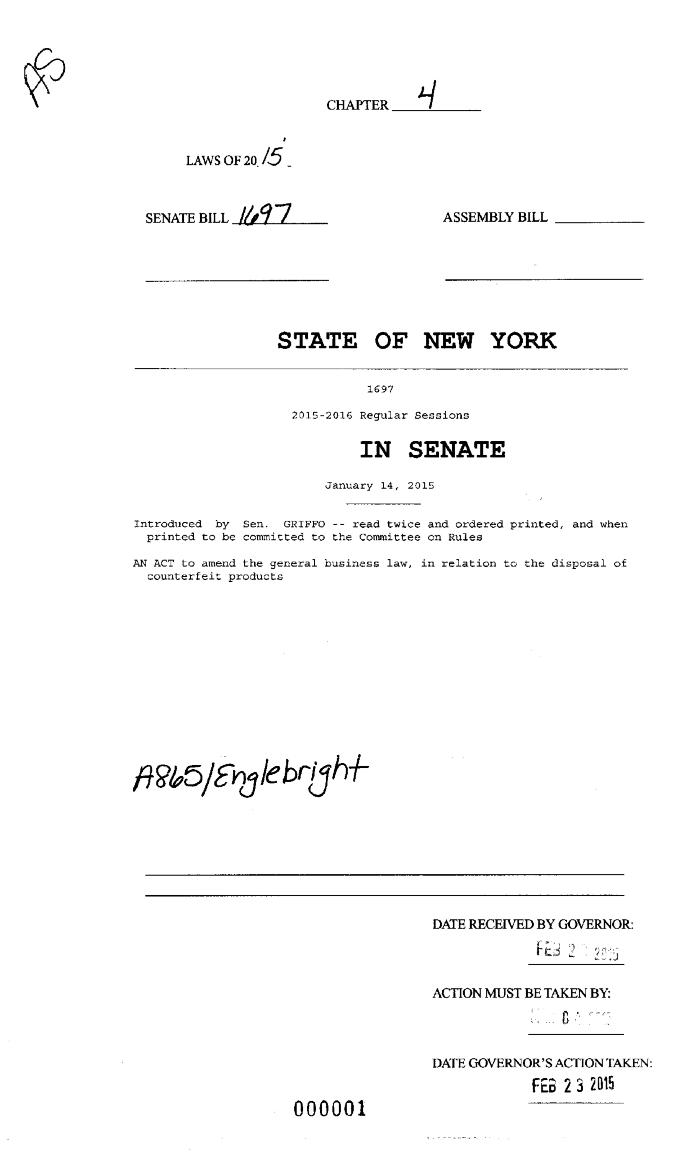 NYS Bill and Veto Jackets: 2015, Chapter 4