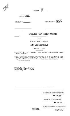 NYS Bill and Veto Jackets: 2015, Chapter 8