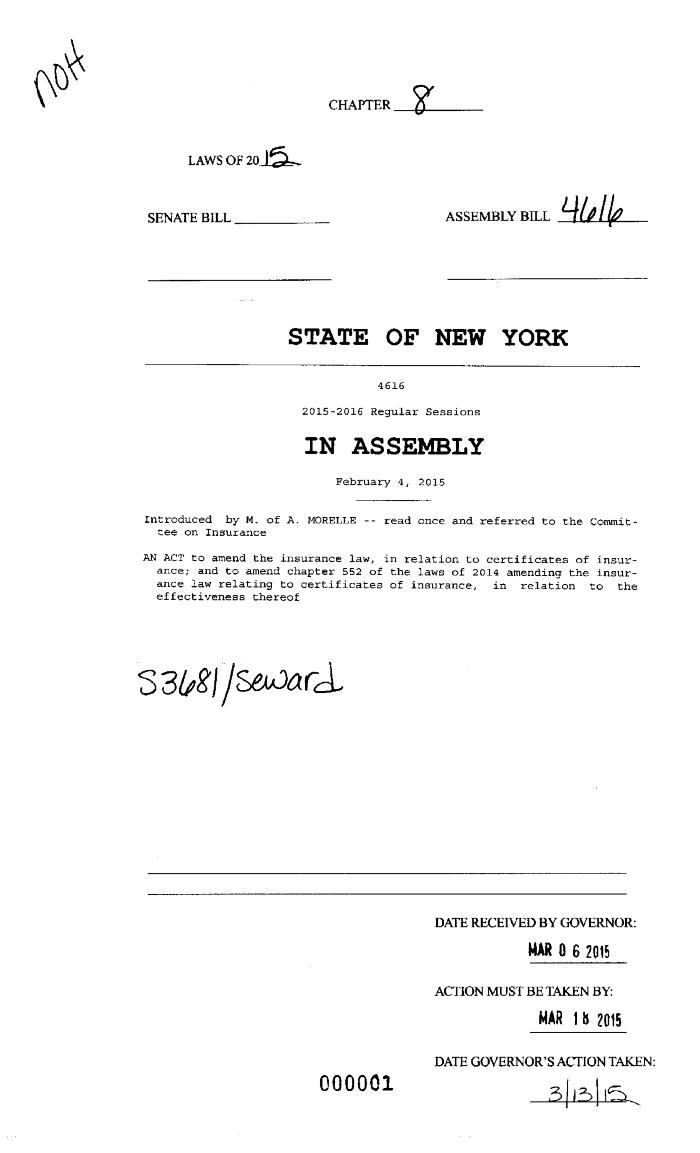 NYS Bill and Veto Jackets: 2015, Chapter 8