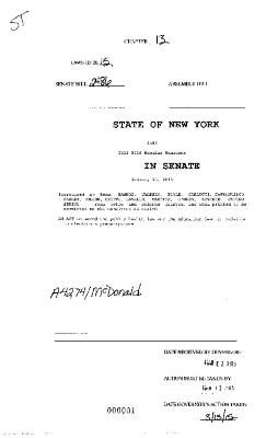 NYS Bill and Veto Jackets: 2015, Chapter 13