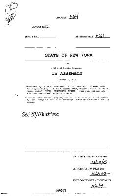 NYS Bill and Veto Jackets: 2015, Chapter 564