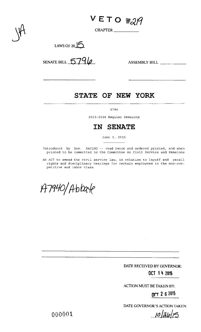 NYS Bill and Veto Jackets: 2015, Veto 219