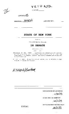 NYS Bill and Veto Jackets: 2015, Veto 293