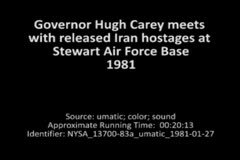 Governor Hugh Carey Meets with Released Iran Hostages at Stewart Air Force Base, 1981
