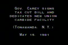 Gov. Carey Signs Tax Cut Bill and Dedicates New Union Carbide Facility, 1981