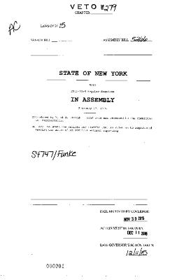 NYS Bill and Veto Jackets: 2015, Veto 279