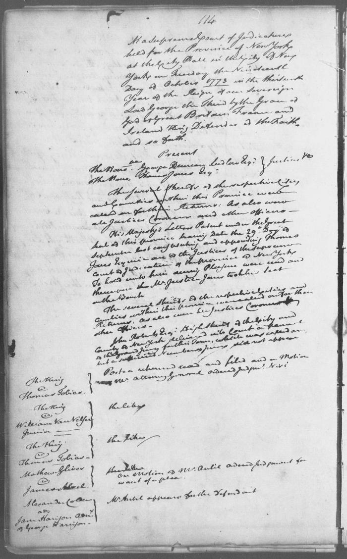 Rough minutes of the Supreme Court of Judicature, October 1773 - July 1774
