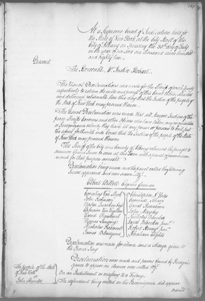 Engrossed minutes of the Supreme Court of Judicature, July - October 1782