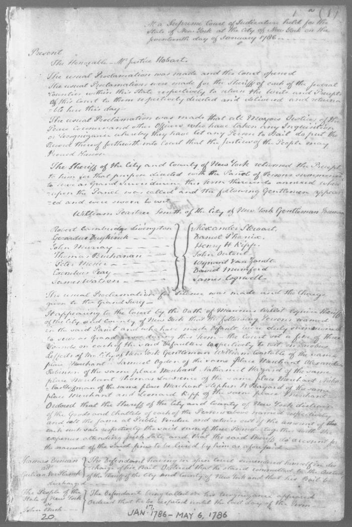 Engrossed minutes of the Supreme Court of Judicature, January 1786