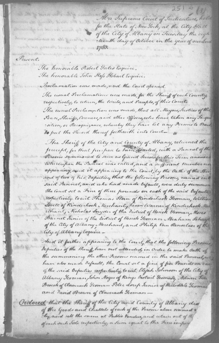 Engrossed minutes of the Supreme Court of Judicature, October 1785