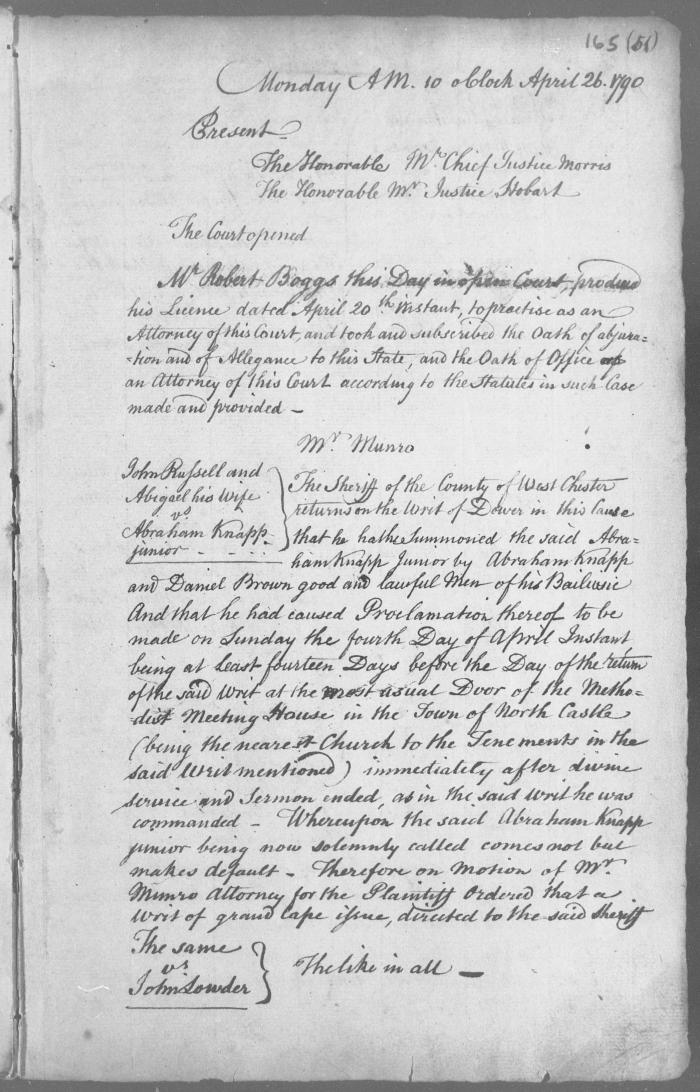 Engrossed minutes of the Supreme Court of Judicature, April - May 1790