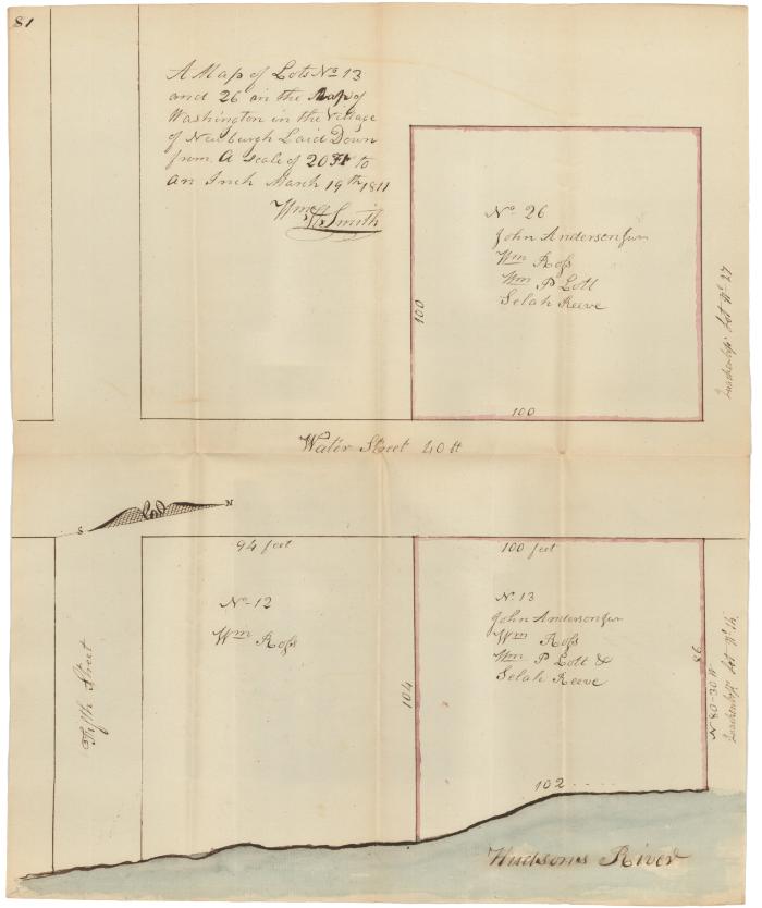 Survey of lands under water for William Ross, John Anderson, Wm Lott, Selah Reeve