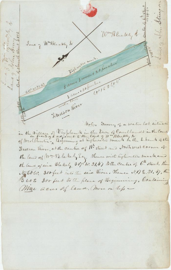 Survey of lands under water for William Bleakly Jr.