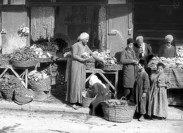 Cairo, Egypt - Bread Stand and Vegetable Market